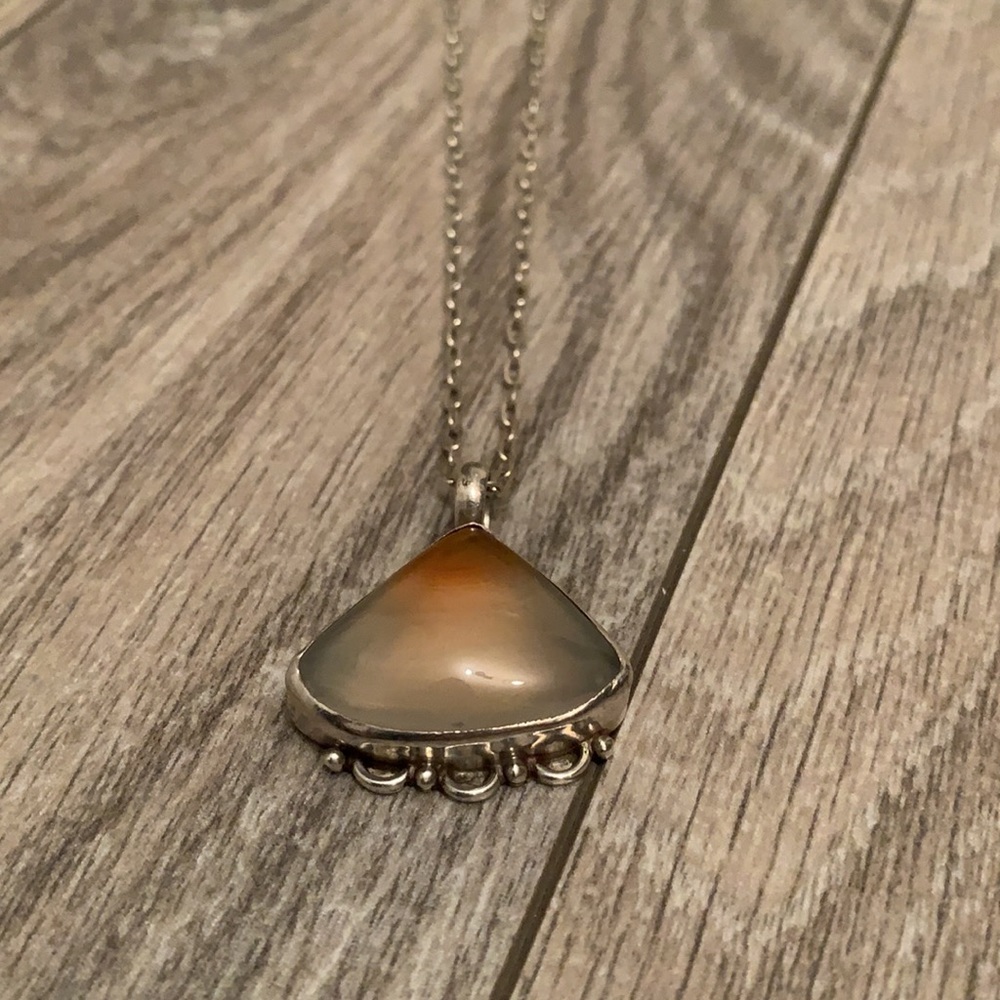 Silver Triangle Stone Necklace - Picture 6 of 7